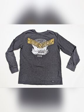 Diesel Kids Charcoal Long-Sleeve Tee with Gold and White Graphic